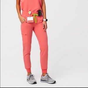 Figs Zamora Jogger Scrub Bottoms in Hot Coral